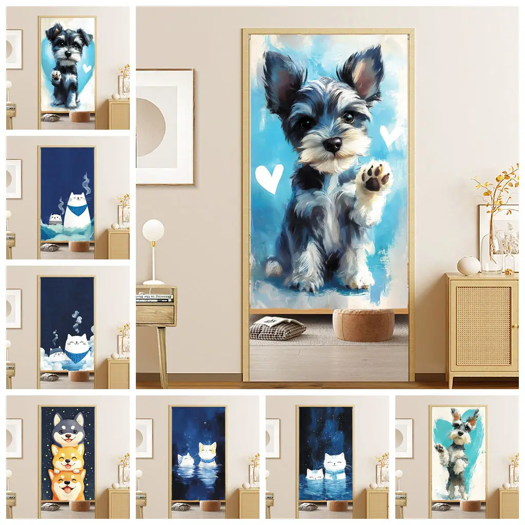 Cute Pets Theme Noren Door Curtains Shiba Inu Hot Spring Cat Home Living Room Entrance Kitchen Partition Split Hanging Curtains