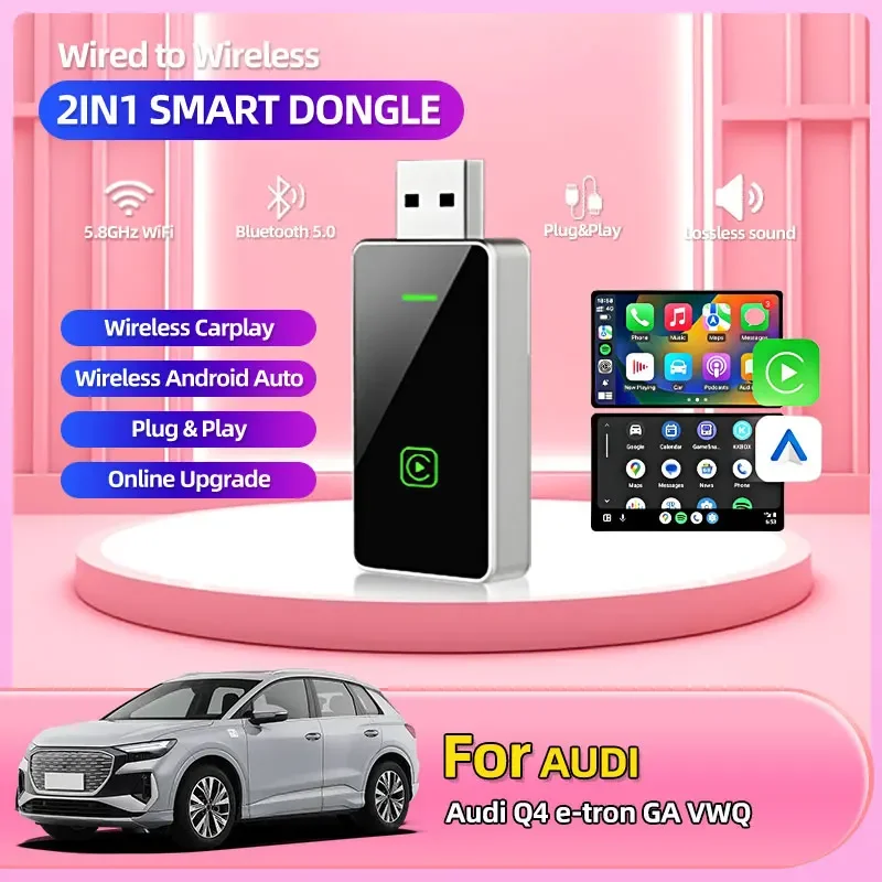 Автомобильные аксессуары Carplay Беспроводной адаптер Android Car 2in 1 Smart Dongle 2025 5G WIFI Для iphone Android Телефон Для Audi e-tron GT