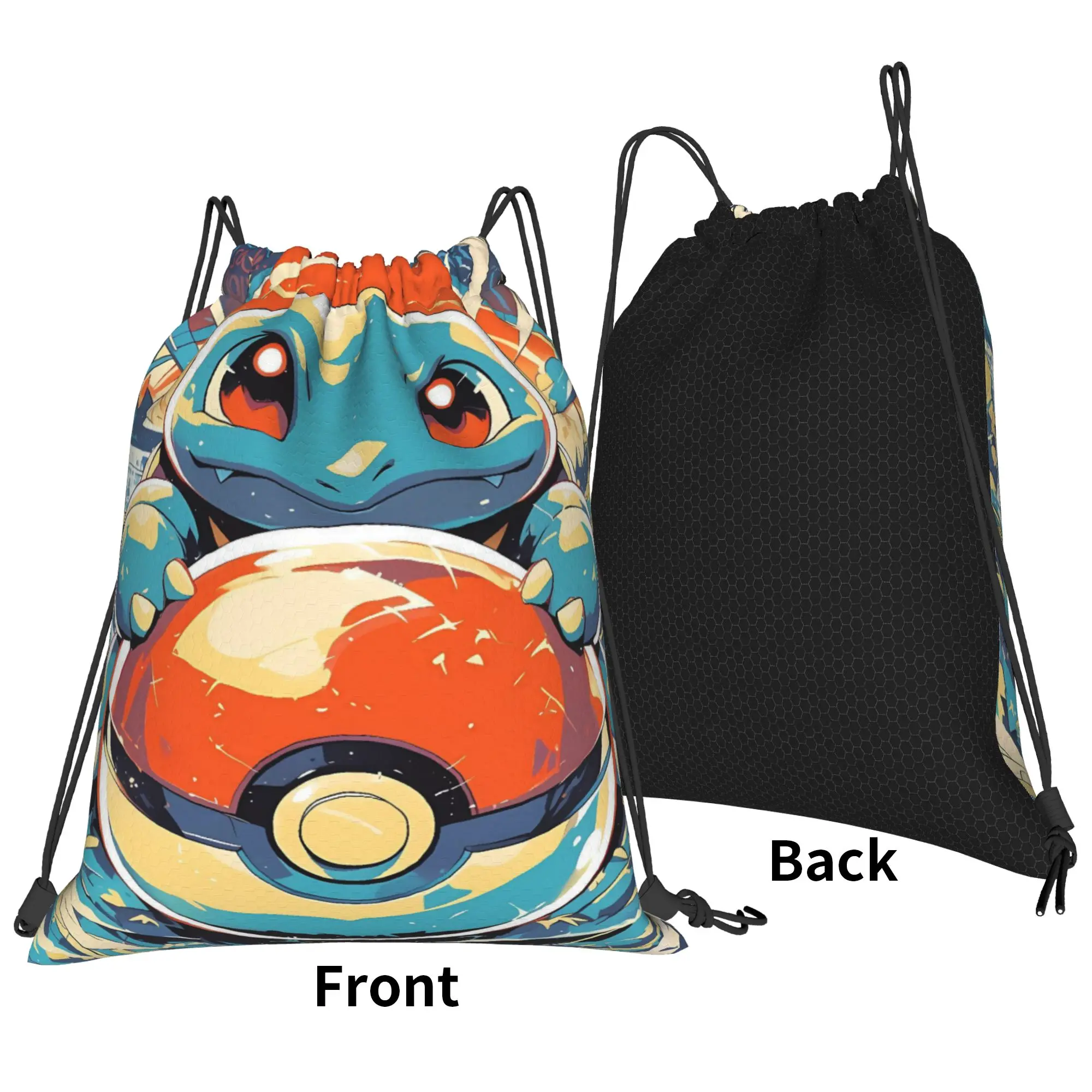 Drawstring Bag Squirtle Pokeball Manga Backpacks  Large Capacity Large Capacity School Gym Sackpack String Bags For Men