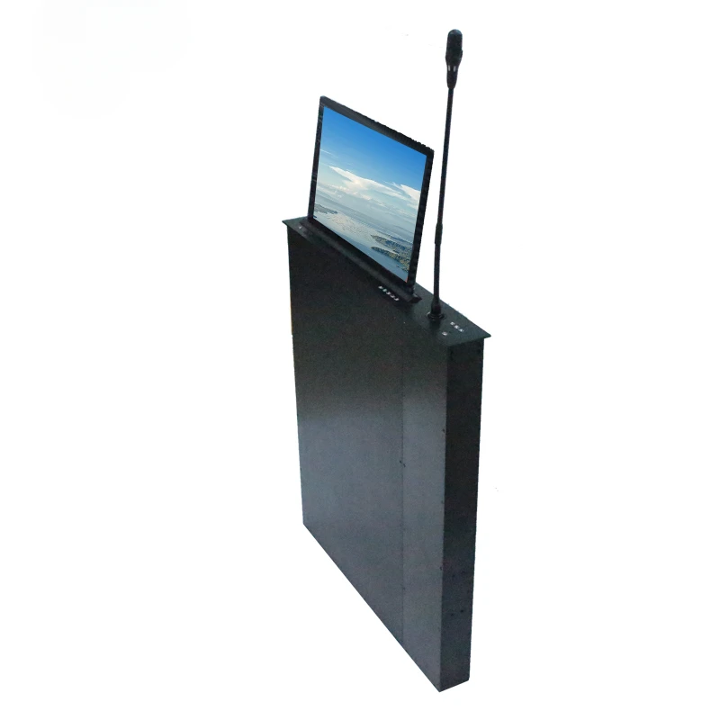 15.6/17.3/18.5/21 Slim Conference Room Office Table LCD Monitor Lifting Microphone Lift Display Conference Motorized Pop Up LCD