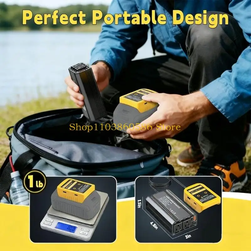 242A Battery Powered 300W to Power Converter 18V 20V to 110V 120V Featuring USB C 65W Fast Multiple Outlets for Travel