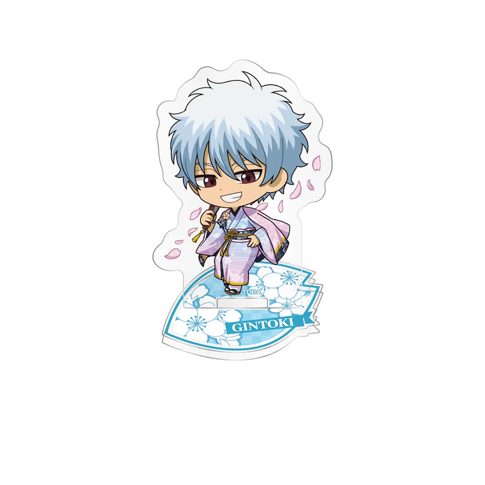 Gintama Hiyori Style 10CM Double Sided Acrylic Stand Keychain Anime Stand Gintoki Sakata Kagura Desk Decor Fan Collection Gift