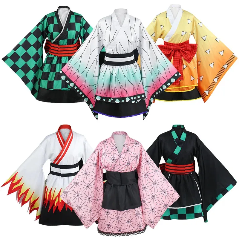 DY2025Anime Temporada 2 Agatsuma Zenitsu Kamado Tanjirou Rengoku disfraz de Cosplay femenino uniforme peluca Anime vestido tipo kimono mujeres hombres