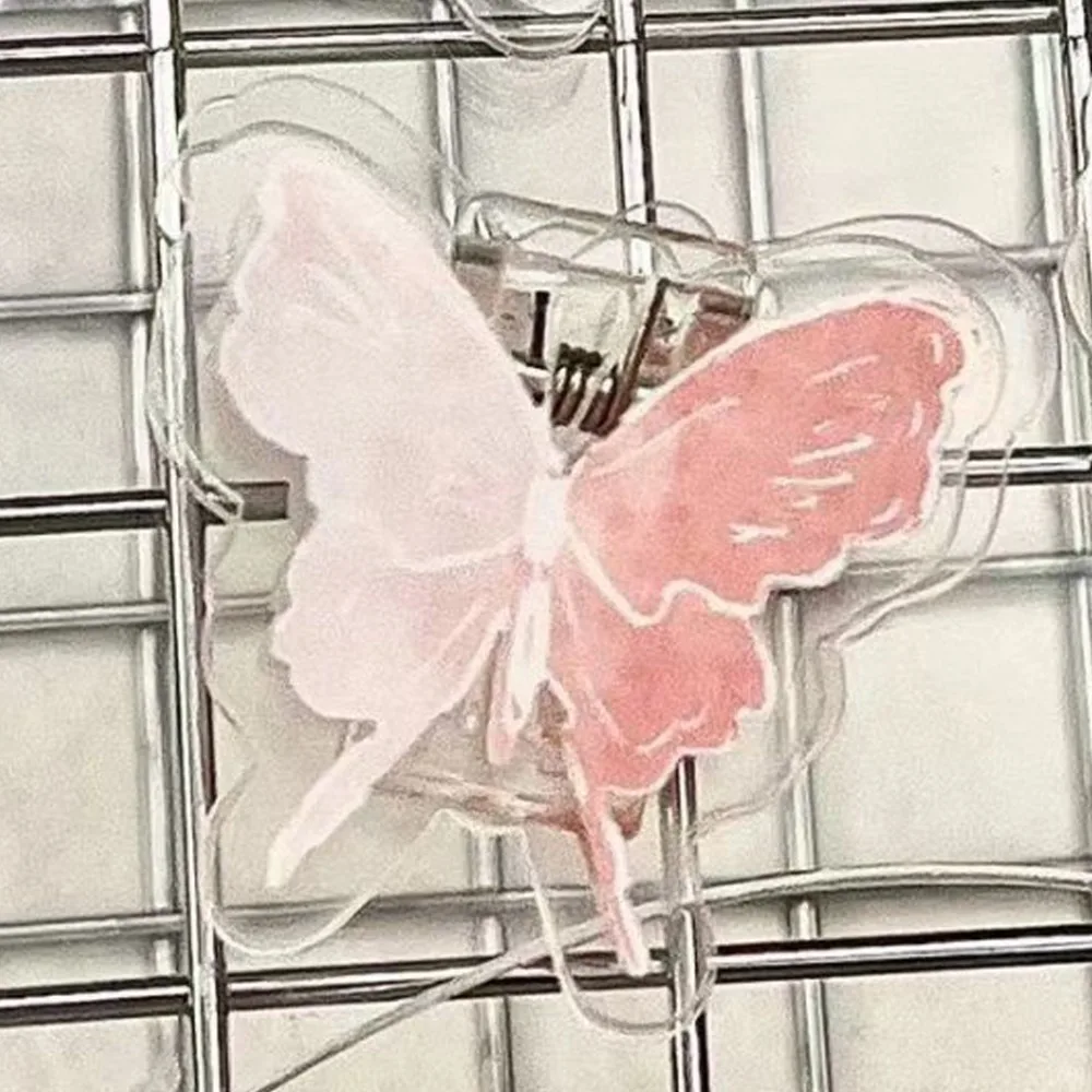 Акриловая скрепка для бумаг с градиентной бабочкой Y2k Скрепка для бумаг Симпатичная полипропиленовая клипса Акриловая декоративная мультяшная зажим для заметок Настольный органайзер