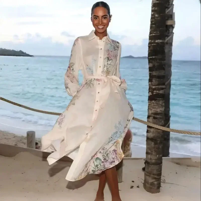 

WOMEN'S dress floral linen elegant long dresses casual vacation beach party dresses woman clothing fashion summer dresses 2024