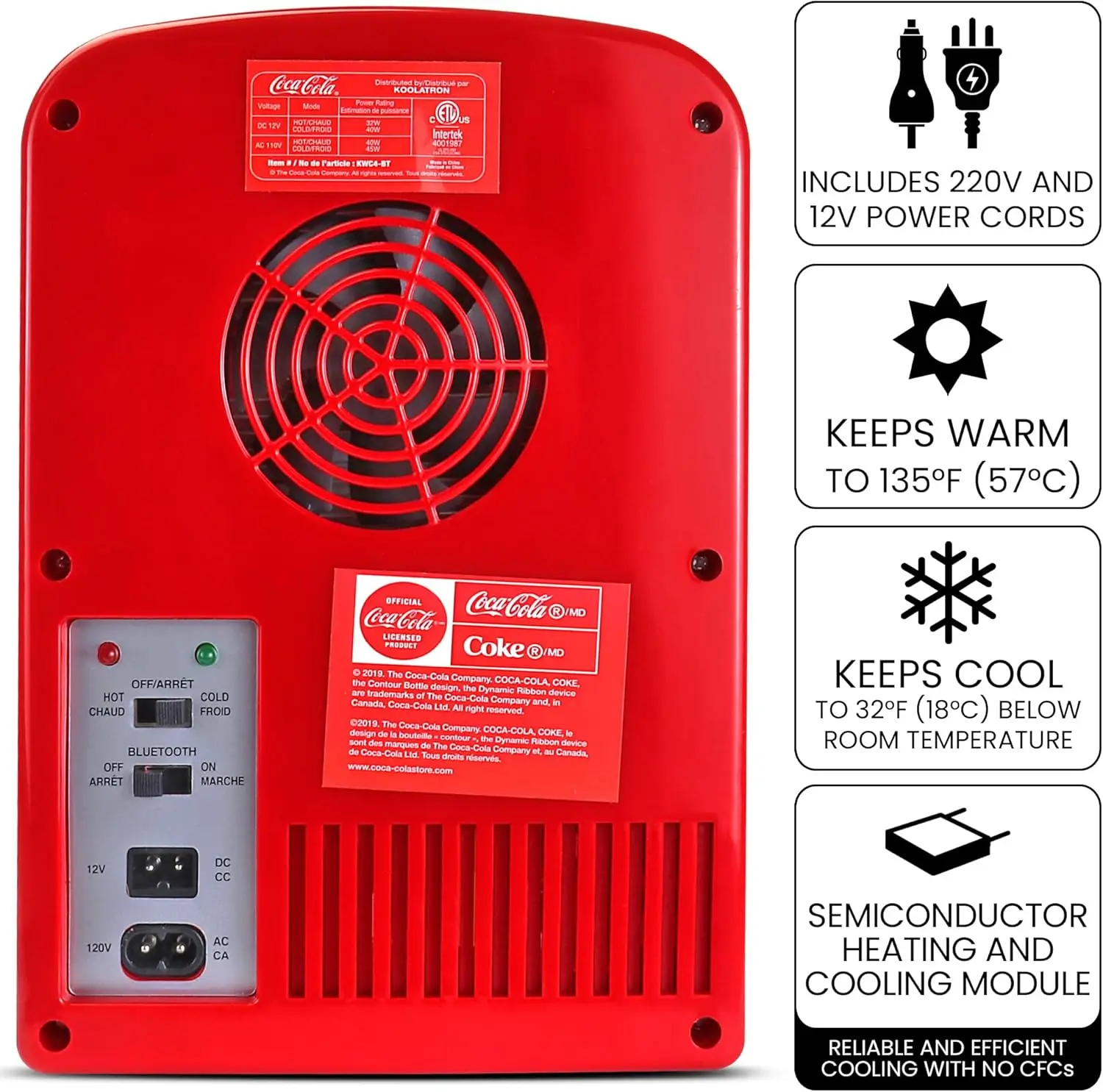 KWC4-BT Compact Refrigerator, Red/White - view 5
