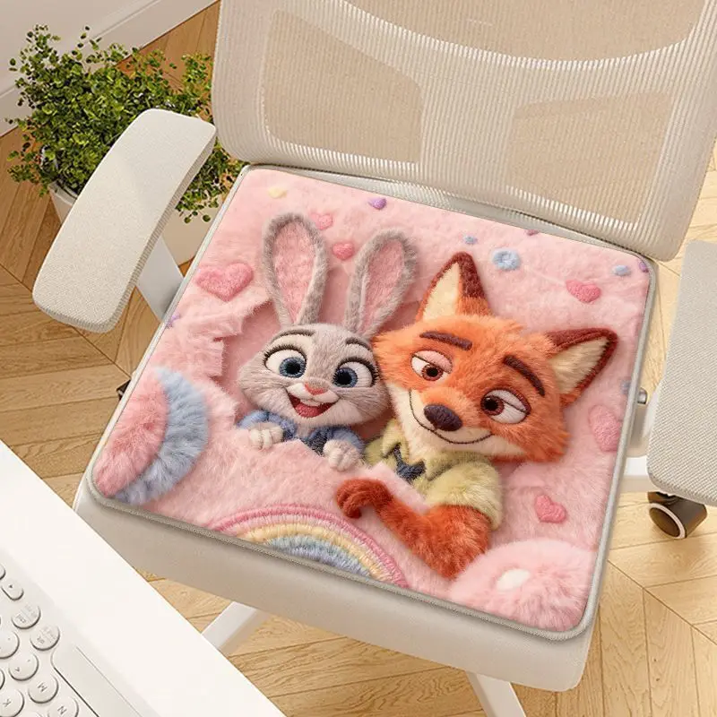 Zootopia Judy Nick Printed Chair Cushion Cartoon Cute Anime Imitation Cashmere Warm and Comfortable Gift for Friends kawaii