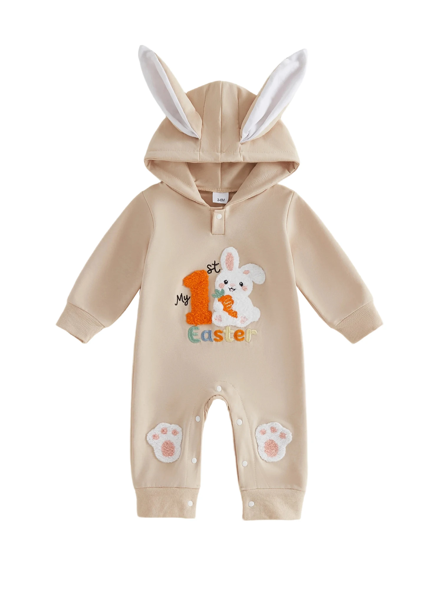 

Очаровательный пасхальный наряд для маленьких девочек: комбинезон с длинными рукавами, капюшоном с ушками кролика и вышитыми буквами — милый наряд для малышей