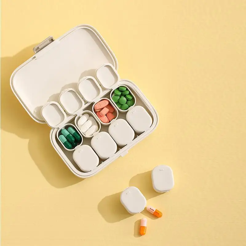 1Set Plastic Pill Box Travel Portable Small Medicine Utility Case With 8 Mini Packing Daily