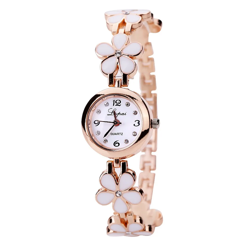 Reloj de acero inoxidable con diamantes de imitación para mujer, pulsera femenina de lujo con flores, reloj pequeño a la moda, 2022