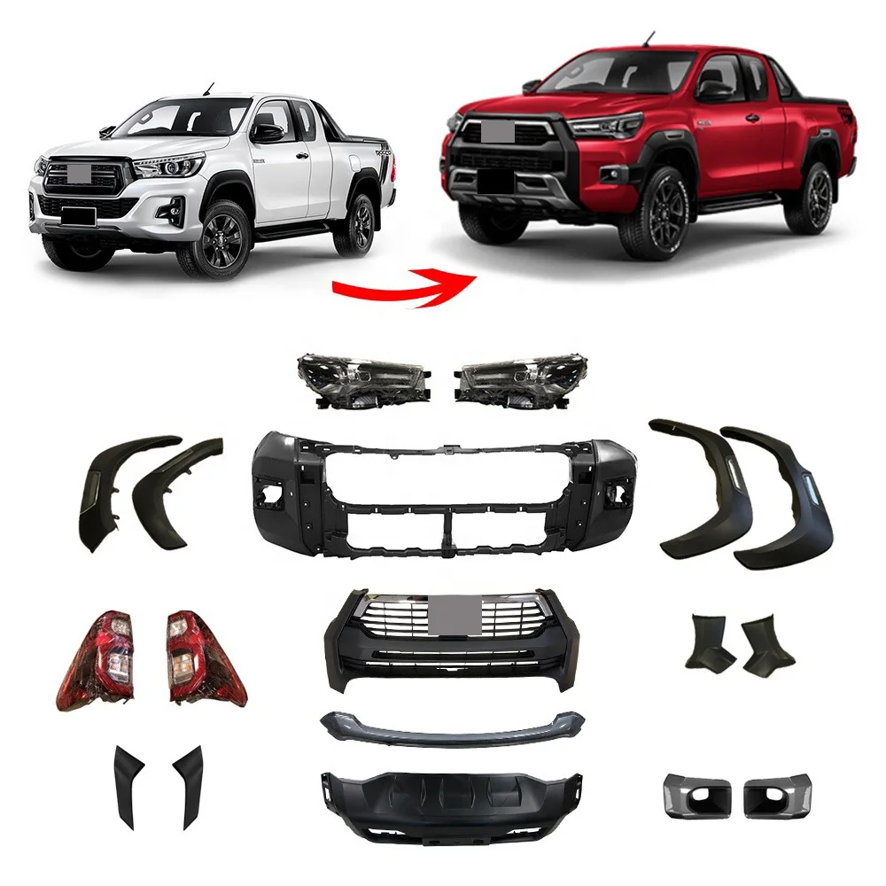 Car Parts Replacement Front Bumper Grille Conversion Body Kits For Toyota Hilux Rocco 2016 2018 To Rocco 2020