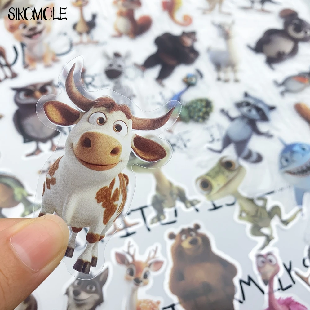 50 Uds. De pegatinas divertidas de animales pequeños de dibujos animados, calcomanías transparentes para mascotas, juguete de papelería, guitarra, bicicleta, portátil, equipaje, pegatina de Graffiti