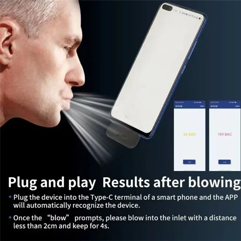A68m-testador de respiração soprando portátil testador de álcool mini detector de álcool com interação inteligente apenas 7.5g