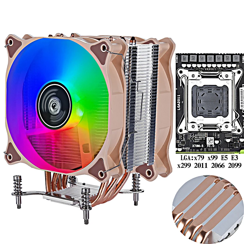 

Computer CPU Processor Cooling 120mm Fan 4 Heat Pipe Suitable For Installing LGA2011 x79 x99 E5 2066 2099 Rapid Heat Dissipation