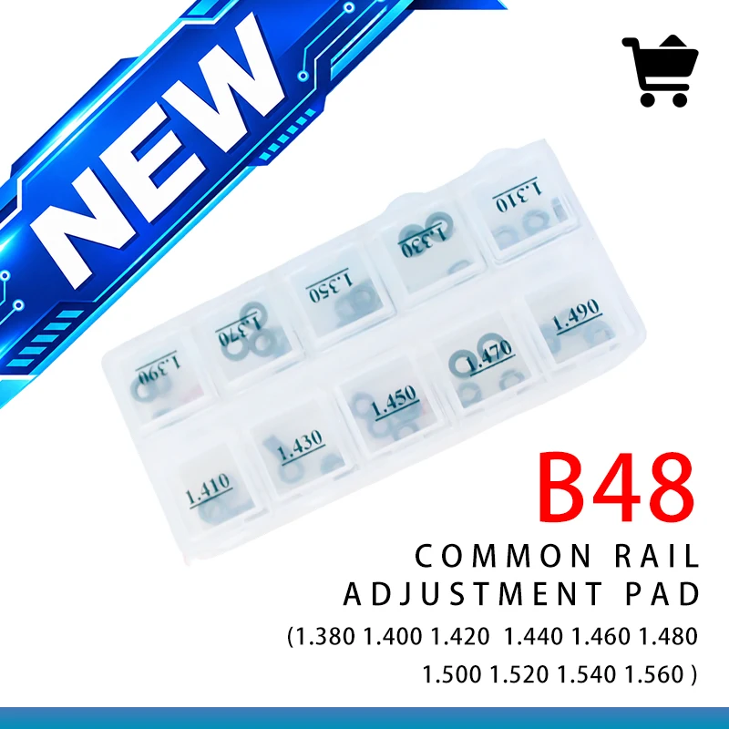 50 Pcs Box B48 Diesel Injector Calibration Gasket Set Common Rail Adjustment Pad For Maintenance And Performance Setting LI1142