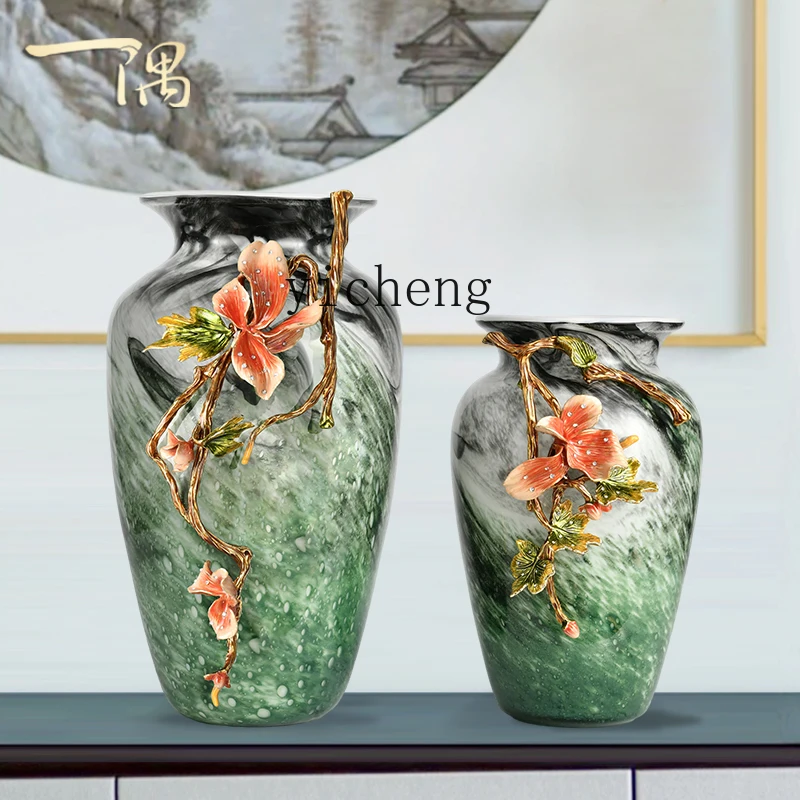 

ZYA enamel green vase large ornament high-end porch corner few TV cabinet dining table decoration home decor