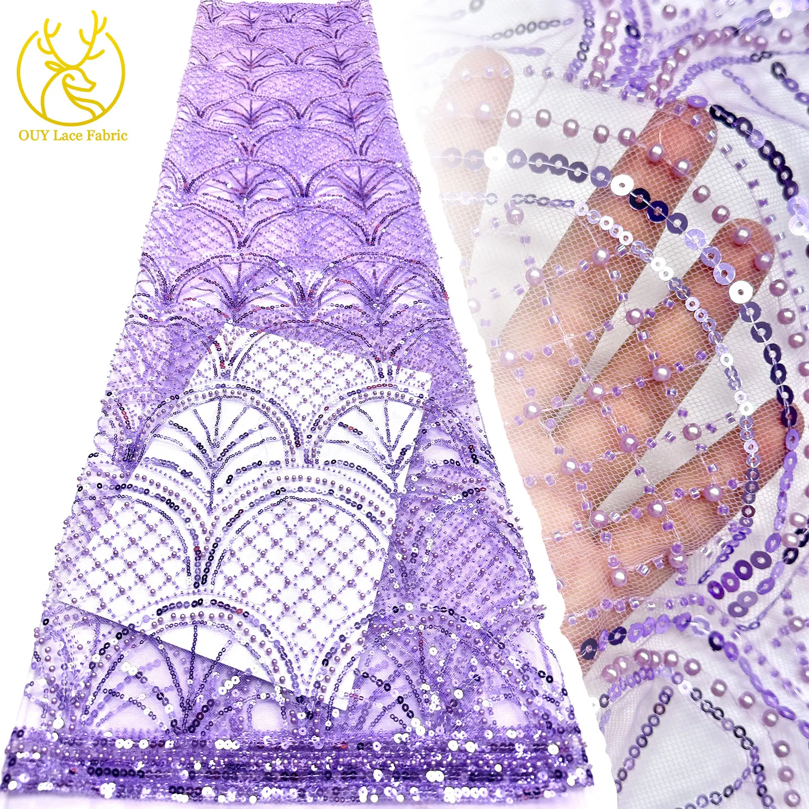 

Высококачественная французская нигерийская тюлевая сетчатая кружевная ткань с бисером и пайетками 2026 года для пошива женских вечерних платьев