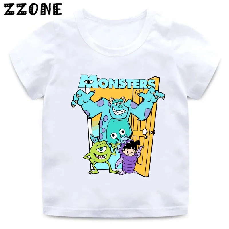 Monsters Inc University Print Cartoon Kids T-Shirts Casual Girls Clothes Baby Boys Short Sleeve T shirt Summer Children Tops