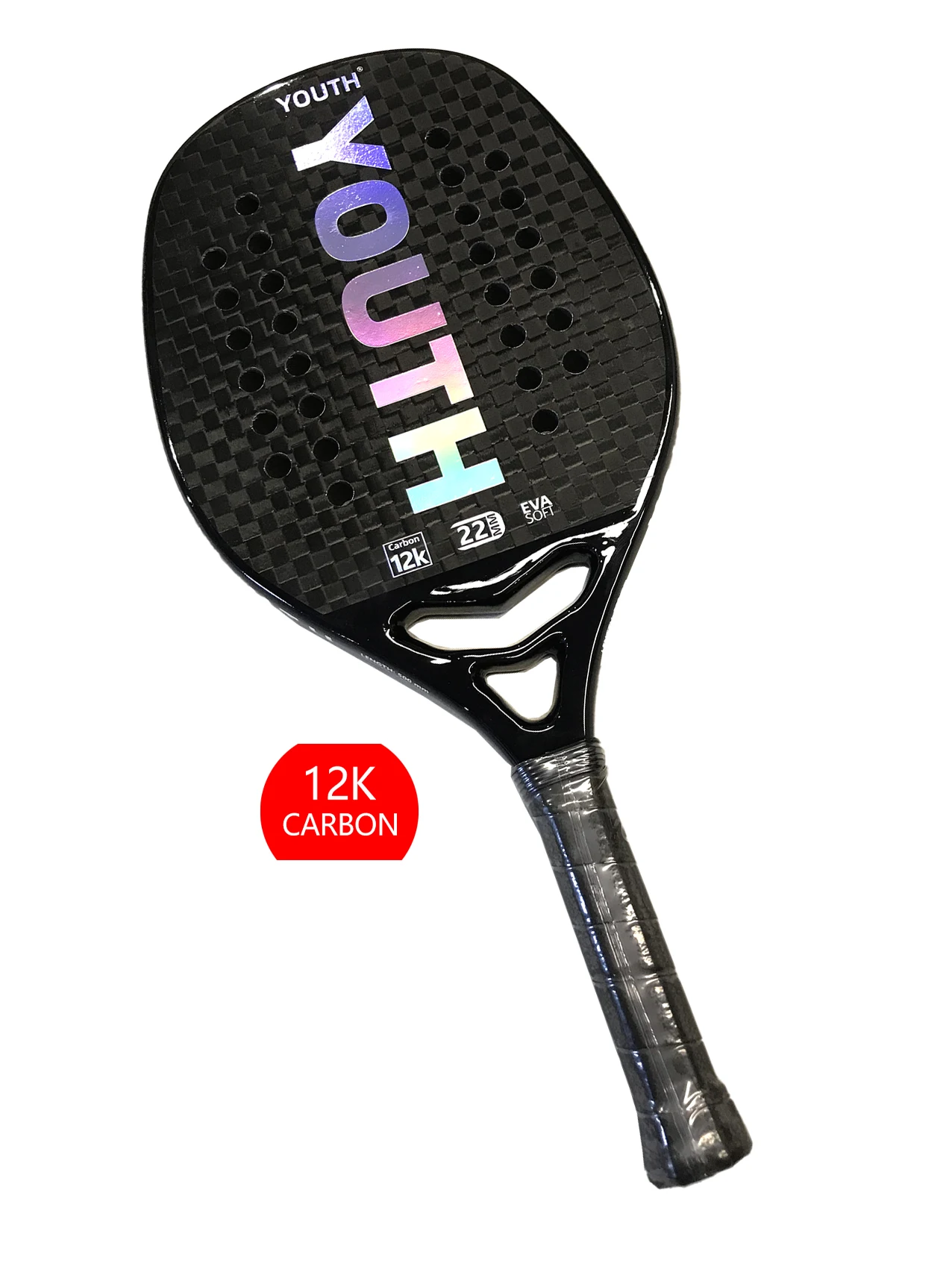 

Youth 12k Shine Beach Tennis Racket New Professional Design High Quality Padel Carbon Fiber Soft Eva