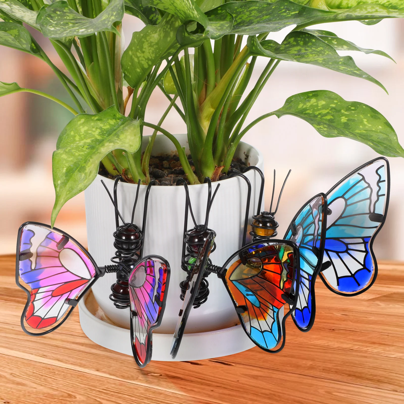 3Pcs Flowerpot Butterfly Pendant bonsai Butterfly Ornament Planter Pot Iron Butterfly Hanger Figurine