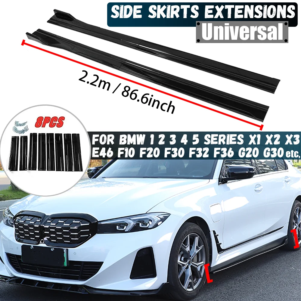 8 SZTUK 2,2 m Przedłużenie bocznej osłony Zderzak z separatorem warg Do BMW serii 1 2 3 4 5 E46 E90 F10 F20 F21 F30 G20 G30