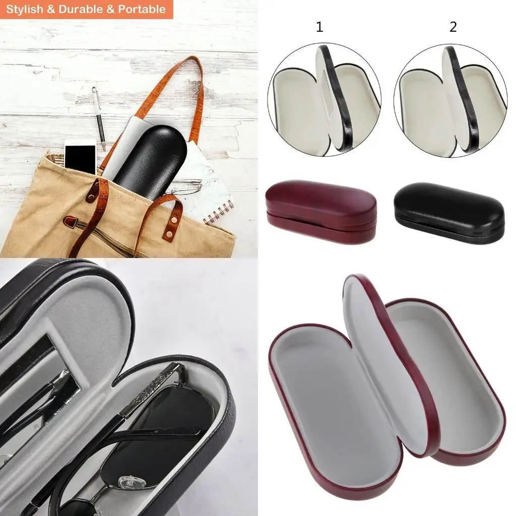 

652F Dual- Glasses Case Double Eyeglasses Case For 2 Pair Eyeglasses Holder Portable Glasses Case Double Layer Glasses Case
