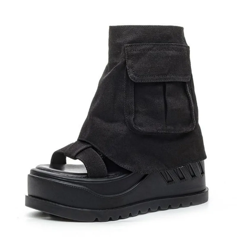 

10 см модные парусиновые весенне-летние сандалии на танкетке на плоской подошве, женские осенние модные ботильоны на молнии в британском стиле