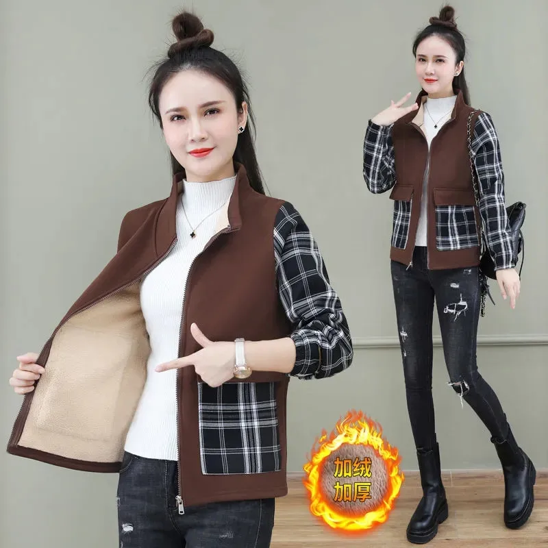 

Add Velvet Add Thick Female Outerwear Imitation Lamb Fleece Hoodie Jacket 2022 Autumn Winter New Short Zipper Women's Coat