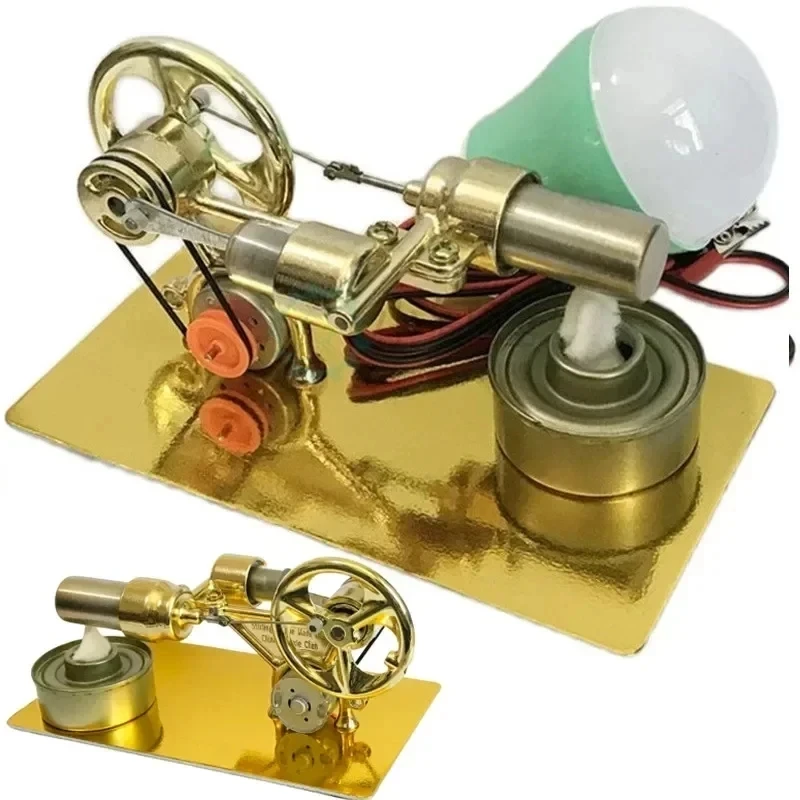 Steampunk Mini Hot Air Stirling Engine Motor Model Toy Stream Power Physics Experiment Model Educational Science Toy Gift Kids