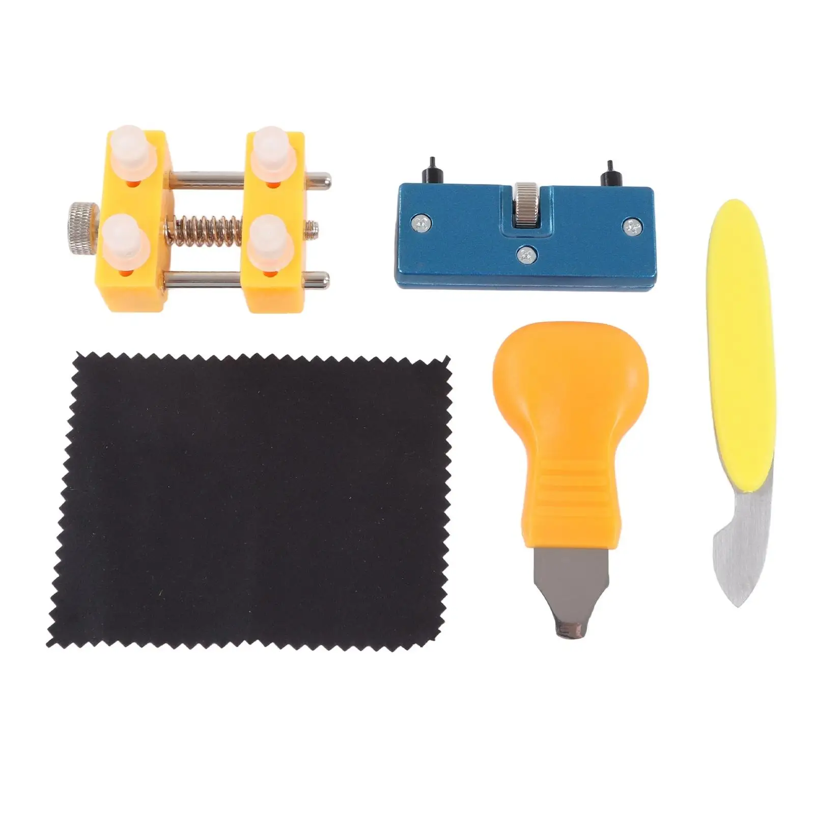 Alloy Steel 2-Claw Watch Repair Tool Kit with Pry Opener, Knife & Cloth - Essential Tools for Watch Repair