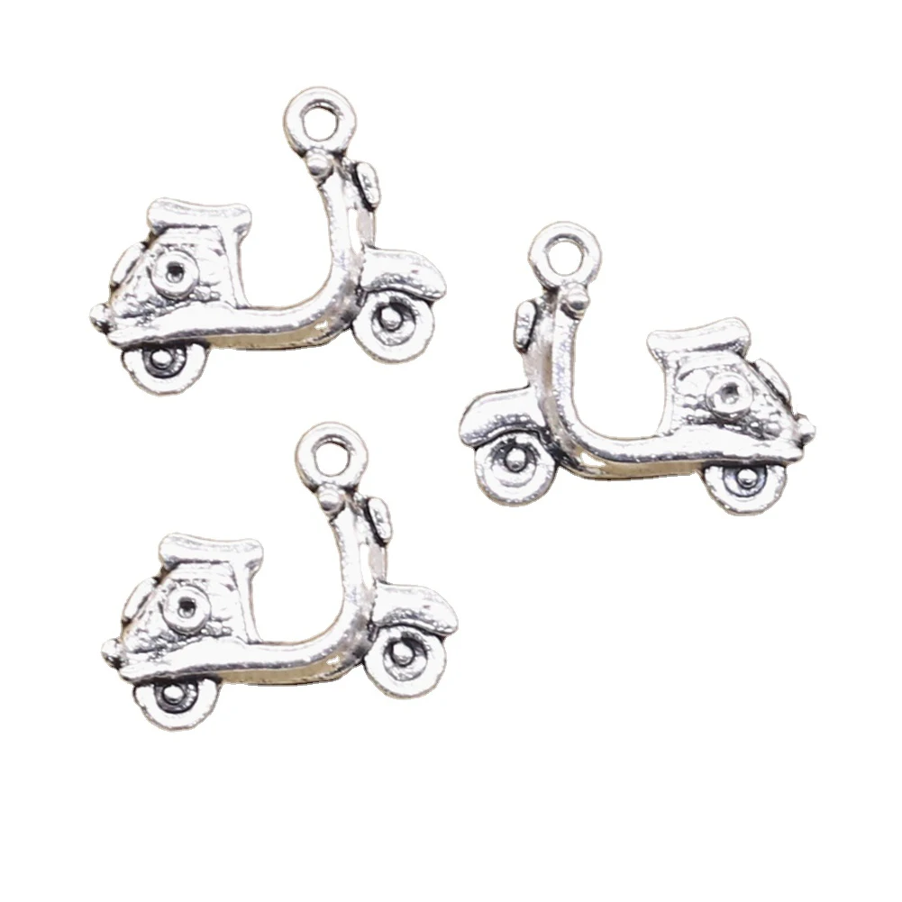 10pcs Charms Motorcycle Scooter Autocycle 15x19mm Antique Making Pendant fit,Vintage Tibetan Silver color,DIY Handmade Jewelry