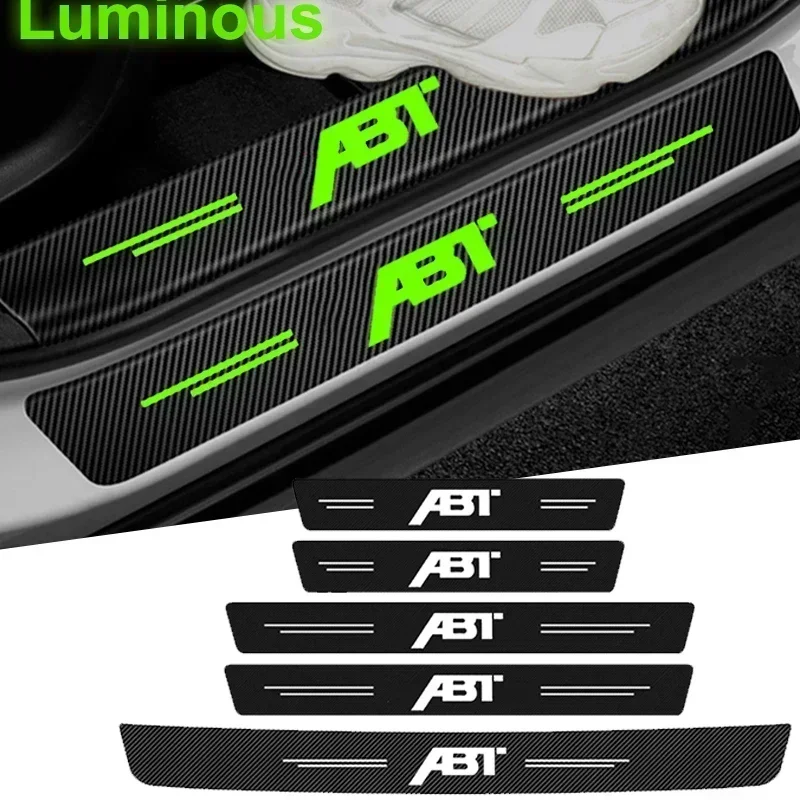 Luminous Car Door Threshold Scuff Plate Decals Sill Protector Stickers for Volkswagen VW ABT Logo Golf Jetta Beetle Tiguan