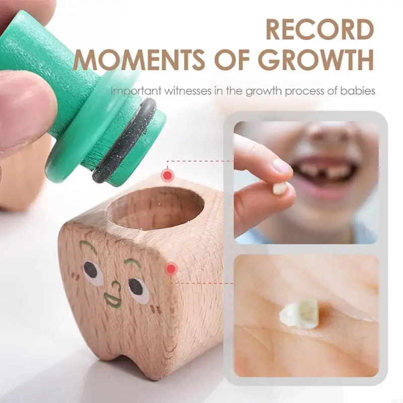 Infant Tooth Holder Set Wood Deciduous Teeth Storage Solution Organsier Box for Safe and Well Organized Baby Teeth A2UB