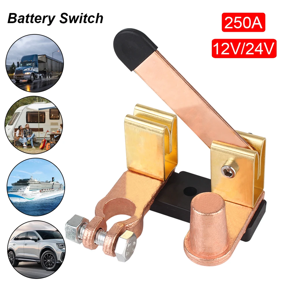 

250A 12V 24V Boat Battery Switch Battery Isolator Disconnect Leakage Protection On Off Controller Knife Type RV Car Accessories