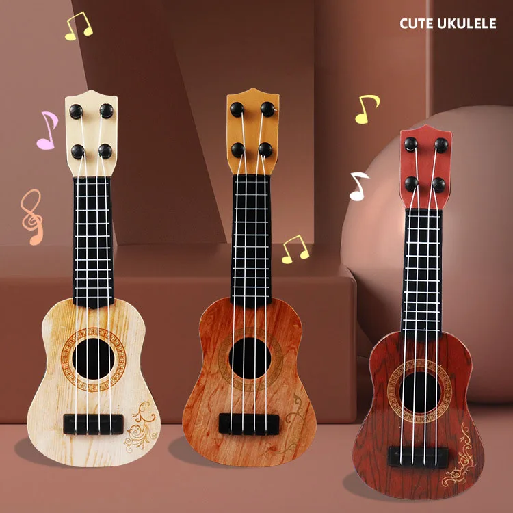 Dzieci symulacja gitara Mini 4 struny Ukulele instrumenty muzyczne zabawka gitara dla dzieci początkujący dziecko zabawki do wczesnej edukacji dzieci prezent