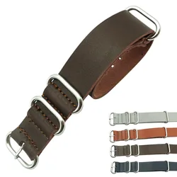 Leather Watchband Watch Band Strap 18mm 20mm 22mm 24mm Sliver Ring Buckle Men Women High Quality Watch Accessories