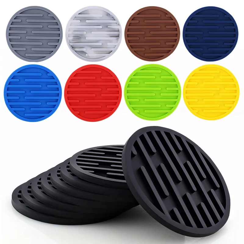 10cm Silicone Coasters Round Heat Resistant Rubber Tea Cup Mat Table Mat Drink Coffee Mug Glass Beverage Holder Pad Decor