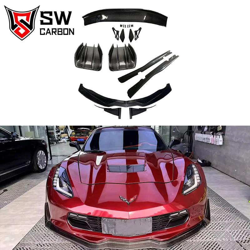 C7 Z06 Carbon Fiber Body Kit 1Set für  Corvette C7 Front lippen seiten rock Heck diffusor Spoiler Auto Zubehör