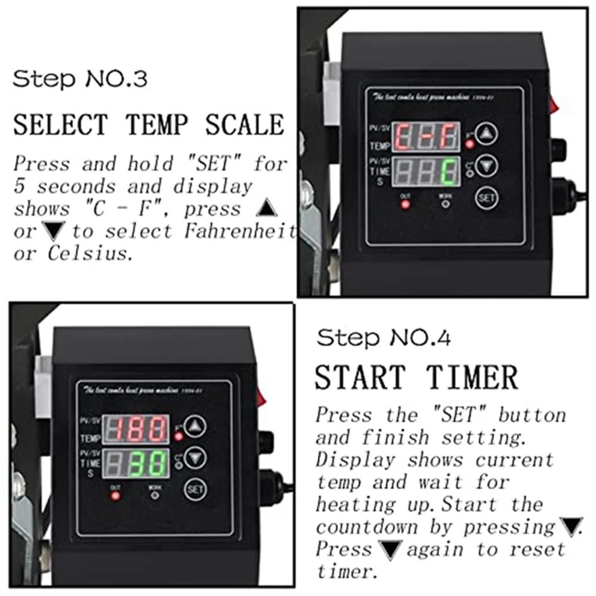 Imagem -06 - Heat Press Control Box Substituição Acessório Painel Digital Controlador de Temperatura 1400w Plug Eua 110v