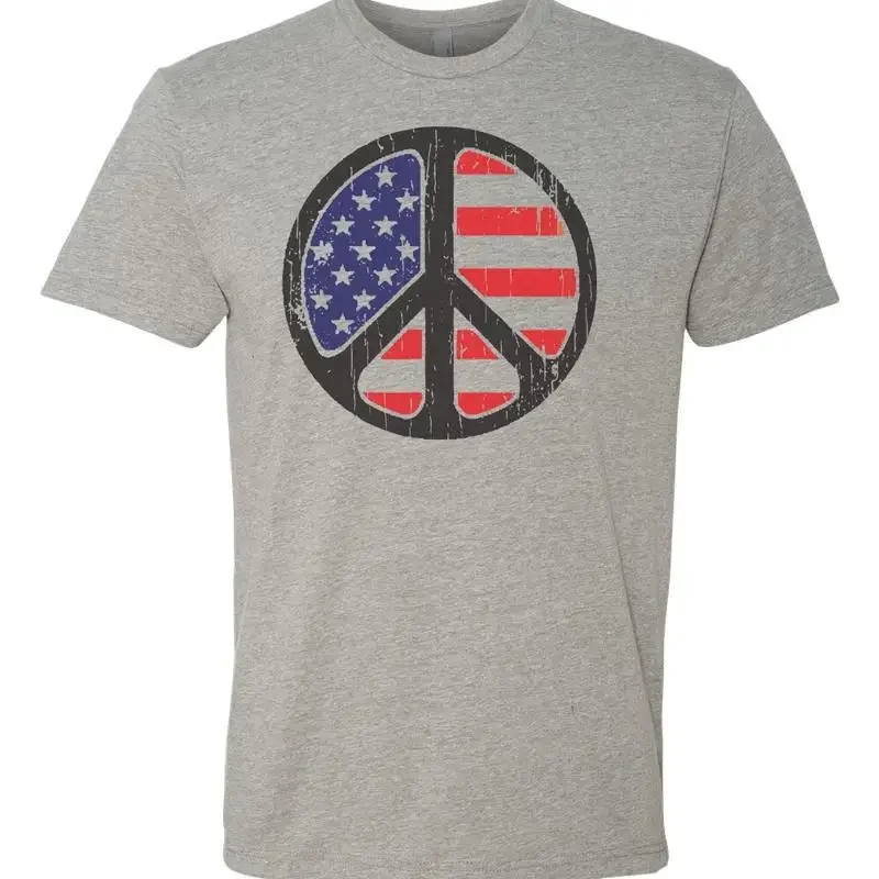 Peace Sign American Flag USA Sublimation Men's T Shirt