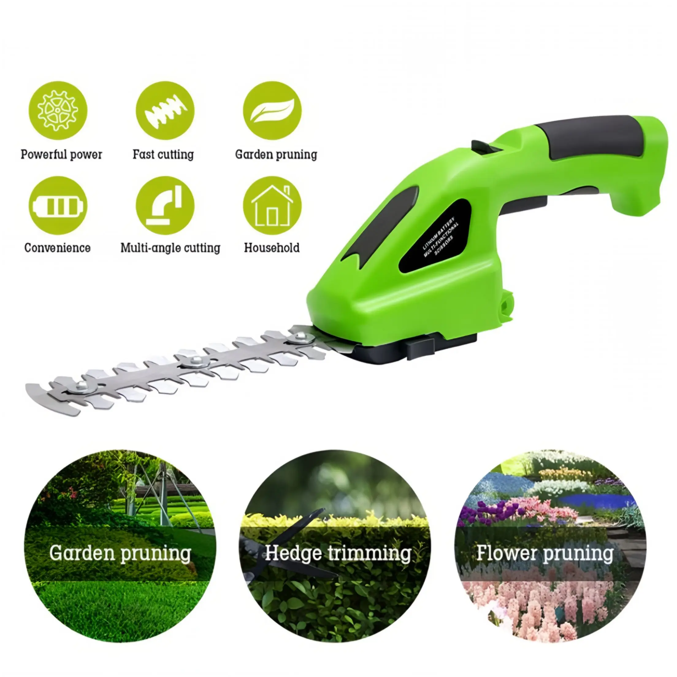 2-in-1 Cordless Electric Hedge Trimmer & Lawn Mower  Rechargeable Handheld Garden Tool for Shrubs Weeding, Pruning & Lawn Care