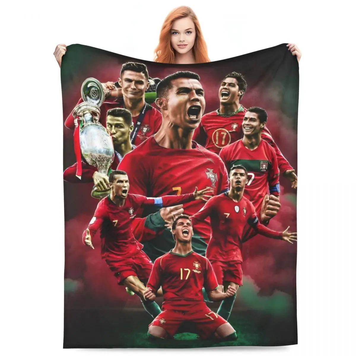 Football   CR7 Blanket Cover Soccer Flannel Throw Blankets Bed Sofa Printed Soft Warm Bedspreads