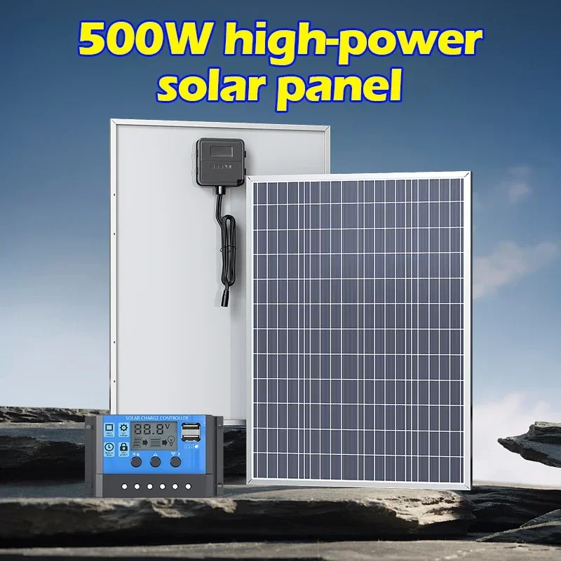 500W 1000W 12V Photovoltaik-Solarpanel-Powerbank-Kit mit 100A Controller – Solarplatte für Zuhause/Camping/Wohnmobil/Auto – Schnelles Batterieladegerät