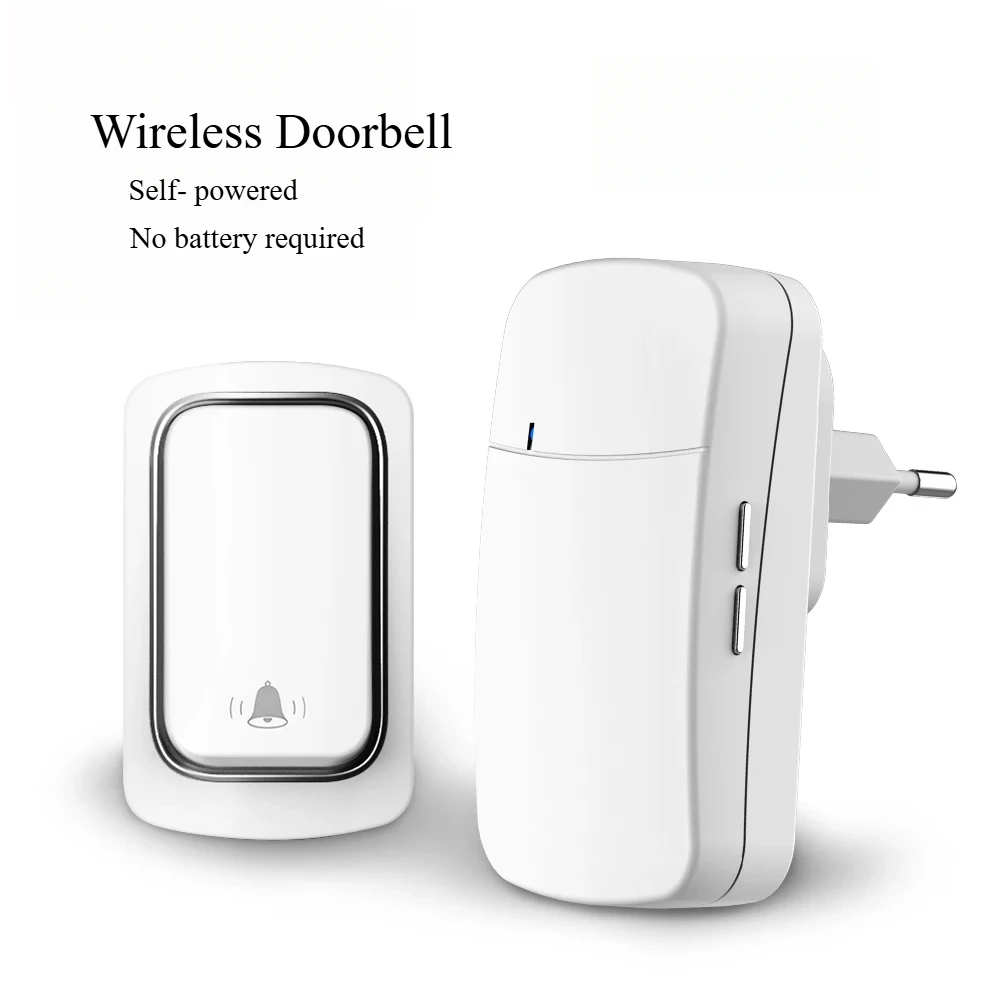 Wireless Doorbell Waterproof Self-Powered Door bell Sets Home Outdoor Kinetic Ring Chime Doorbell No Battery required