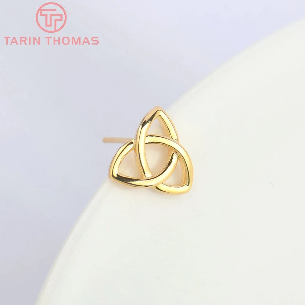 (4905)10PCS 11MM 24K Gold สีทองเหลืองสามเหลี่ยมต่างหูคุณภาพสูง DIY ผลการค้นหาเครื่องประดับอุปกรณ์เสริมขายส่ง