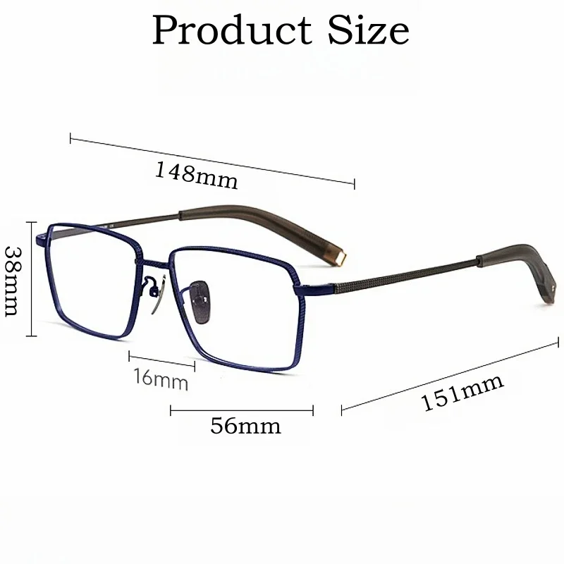 OLLYMURS 新ビジネスシンプルな近視メガネレトロスクエア高級純チタン光学処方眼鏡フレーム男性眼鏡