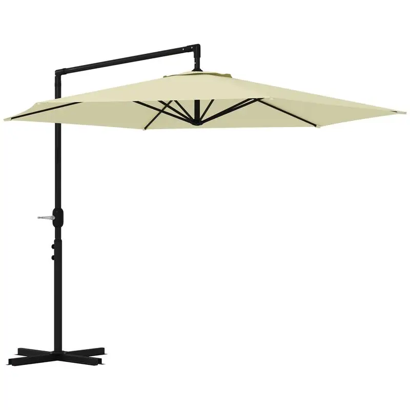 

9.5FT Cantilever Patio Umbrella with Crank, Cross Base, and Air Vent, Round Offset Umbrella, Heavy Duty Outdoor Umbrella for