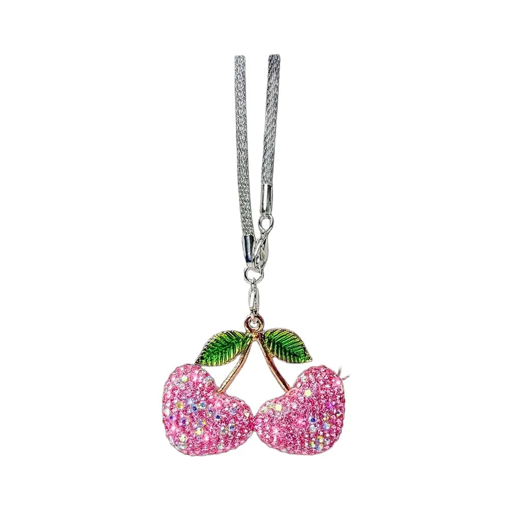 Polymer Clay Car Mirror Ornament with Rhinestone Inlay Designed for Non-Interfering Placement on Any Rear View Mirror