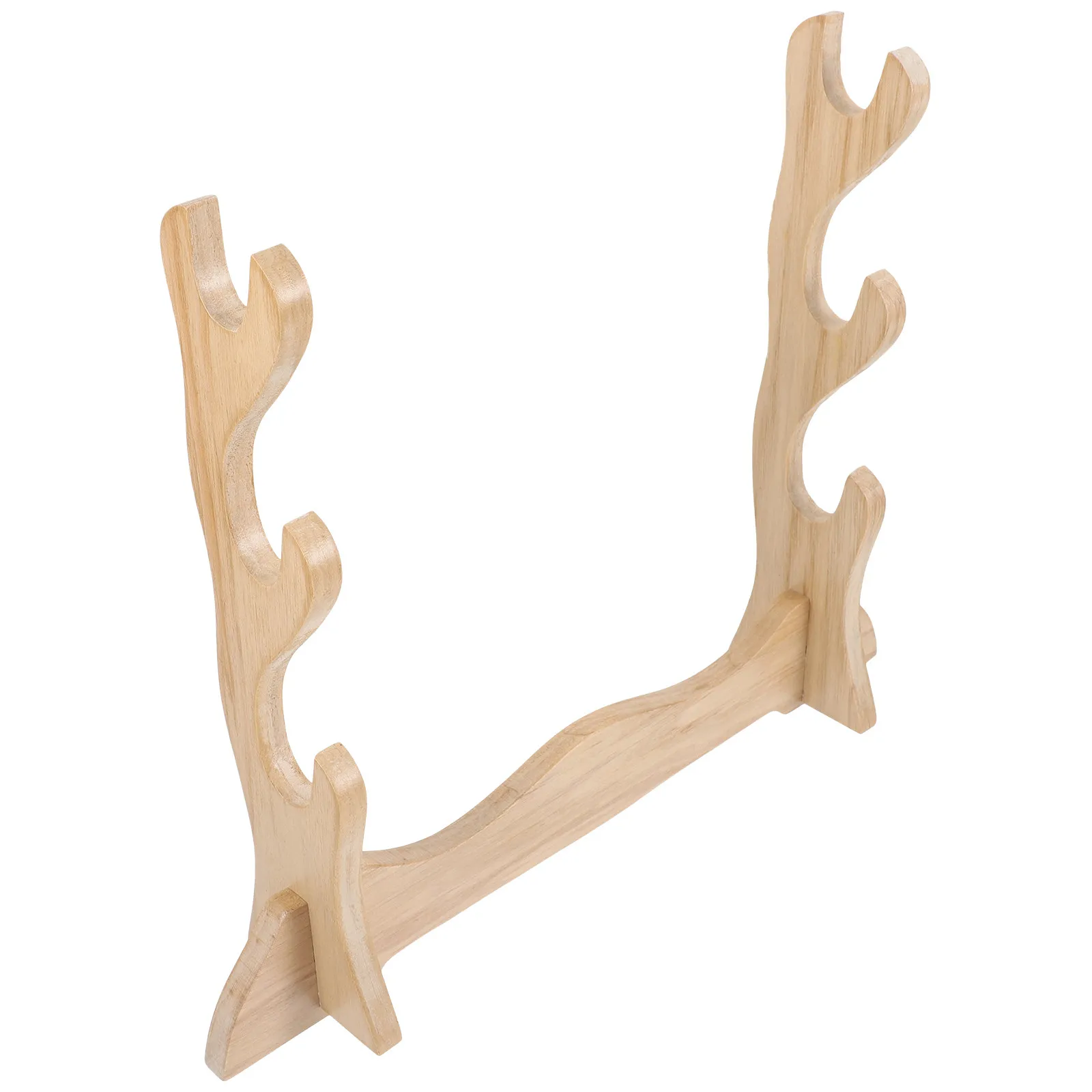 Wooden Rack 3-Tier Display Stand for Household Swords Holder Desktop Wall Mount Decorative Storage Bracket