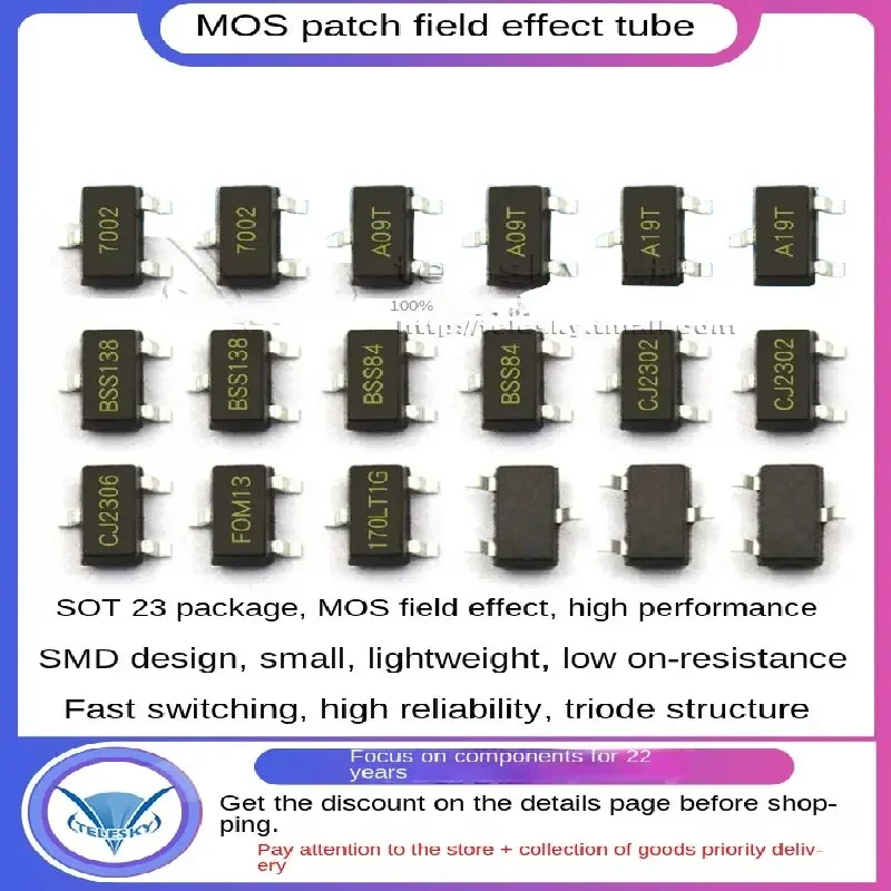 20PCS AO3400a AO3401a MOS SMT field-effect transistor, SOT23 voltage regulator, 2301 transistor